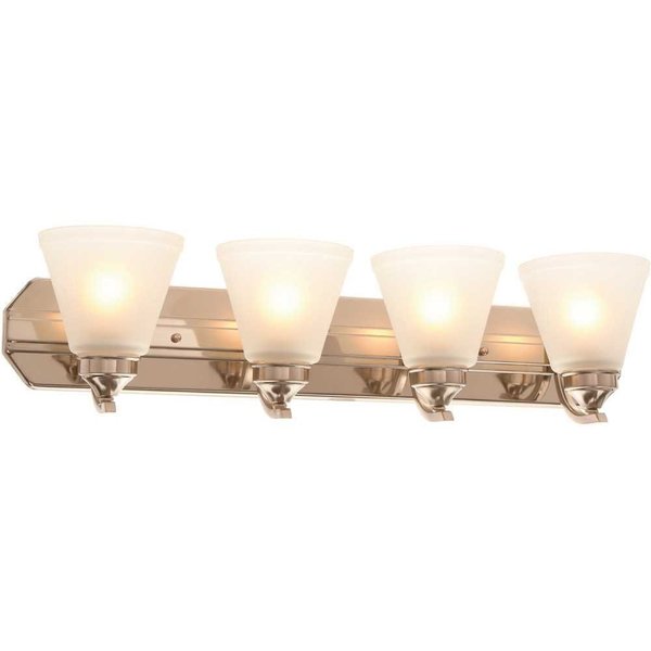 Hampton Bay Tavish 4-Light Brushed Nickel Vanity Light with Frosted Shades HB2077-35